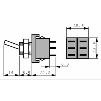 Kipp-Umschalter 2 polig mit Nullstellung 12mm